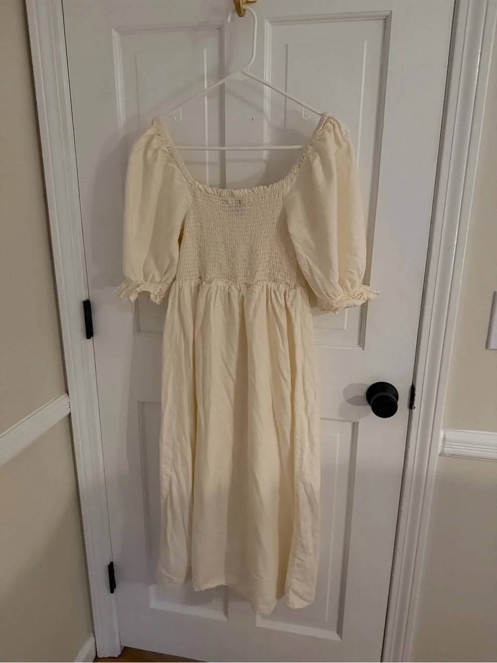 Gap CottageCore Cream Smocked Puff Sleeve Dress